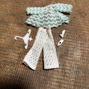 Topper Dawn Doll clothes Montgomery Wards mint green wavy shirt white lace pants